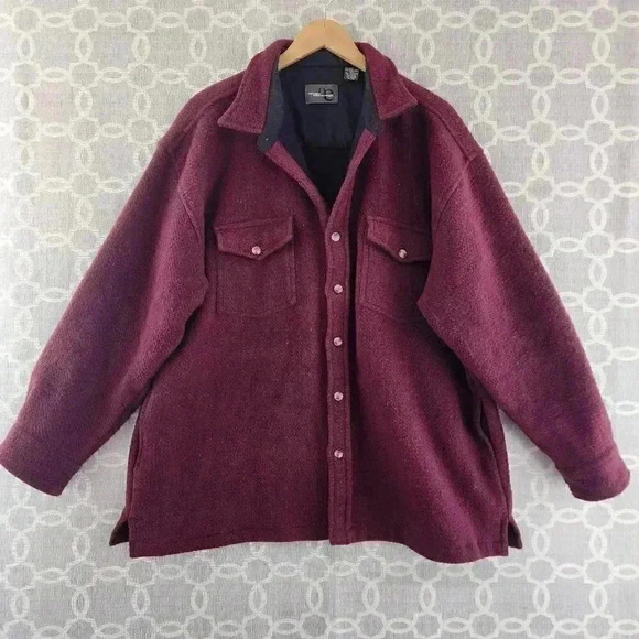 Outdoor Exchange Wool Blend Button Red Burgundy Jacket Men's XL - Picture 1 of 8
